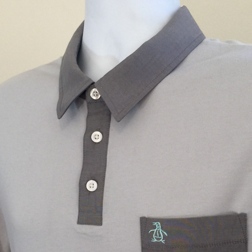 PENGUIN Retro Gray on Gray Pocket Polo